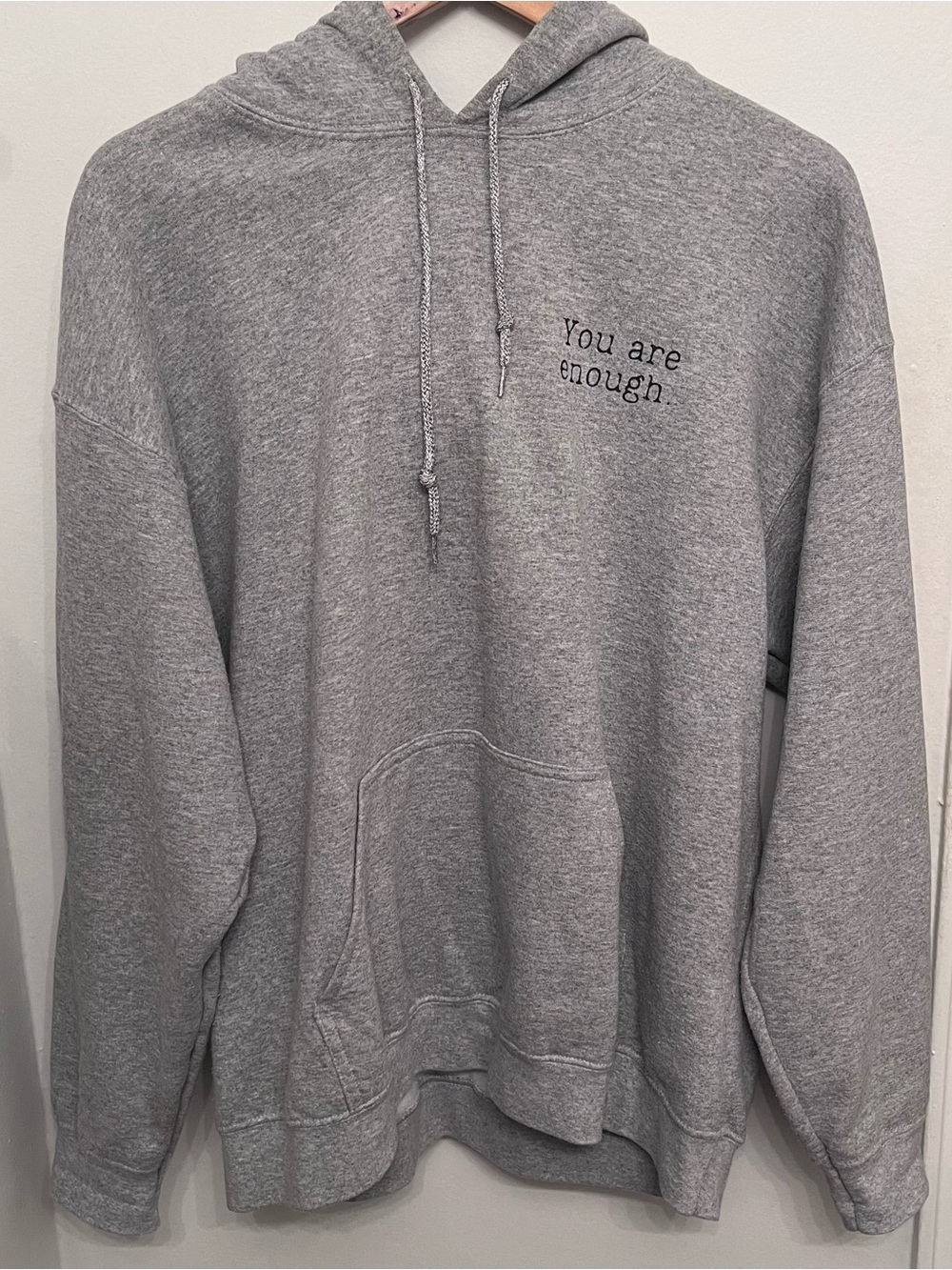 Grey 'You Are Enough' Pullover Hoodie